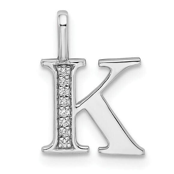 Kazi Luxury 14K White Gold Diamond Letter K Initial Pendant